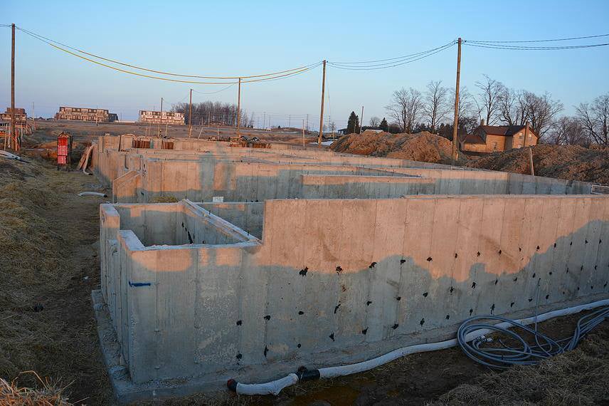 Poured concrete foundation walls on a residential build site